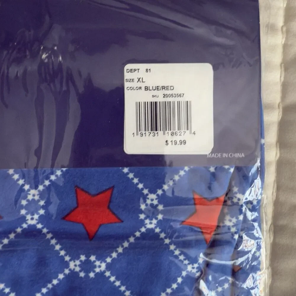 Women’s Home of The Brave Patriotic Red White & Blue Stars Leggings XL USA